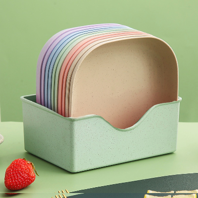 10 PCS Square Fruit Small Plate Wheat Fiber Dried Dessert Plate Trash Dish Kitchen Snack Small Dish