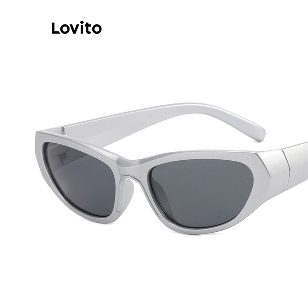 Lovito Women Square Sunglasses L60AD106 (Black)