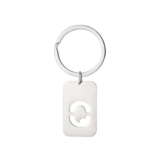 1Pcs Simple Stainless Steel 26 Letter Keychains Fashion Sliver Color Initials Keyrings Handbag Charms Ornaments Souvenir Gifts Q