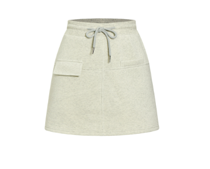 Lovito Women Casual Plain Pocket Lace Up Drawstring Skirt L64AD070 Grey