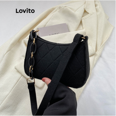 Lovito Casual Plain Chain Small Shoulder Bag for Women LNA09129