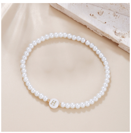 26 Letter Pearl Bracelet for Women Men Fashion Handmade Elastic Friendship Wristband Gift Jewelry H