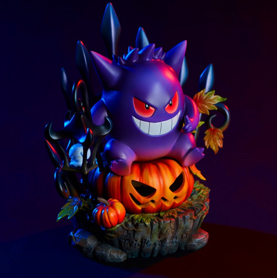 15cm Anime Pokemon Gengar Action Figures King Halloween Geng Ghost Pumpkin Lantern Moon Shadow All Saints' Day Resin Decoration Children