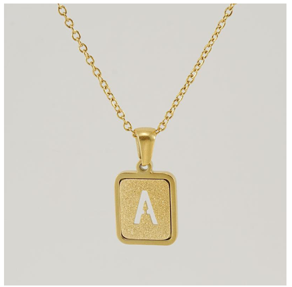 Fashionable 18K Stainless Steel Hollowed Out 26 Capital Letters Necklace for Womens Titanium Steel Letter Pendant Collarbone Chain A