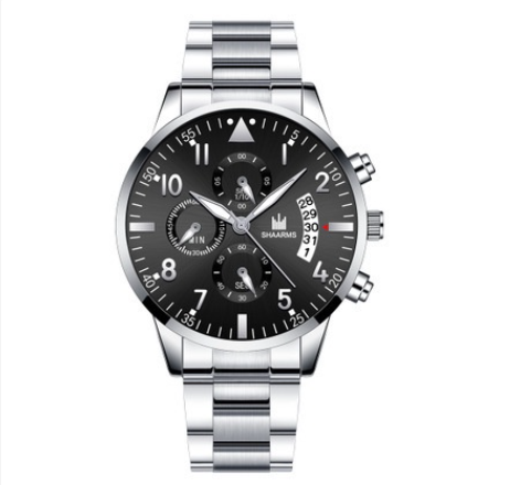 SHAARMS Stainless Steel Quartz Watch Date Calendar Men Business Watches M9