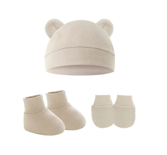 Baby hat Baby Mittens Booties Set newborn cap infant hats fashion Soft Cotton newborns Beanie 30