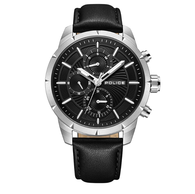 Police Neist Black Leather Analog Quartz Watch For Men PPEWJF2227101