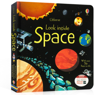 Usborne Look Inside Space Educational English 3D Picture Books for Kids Baby Montessori Board Book