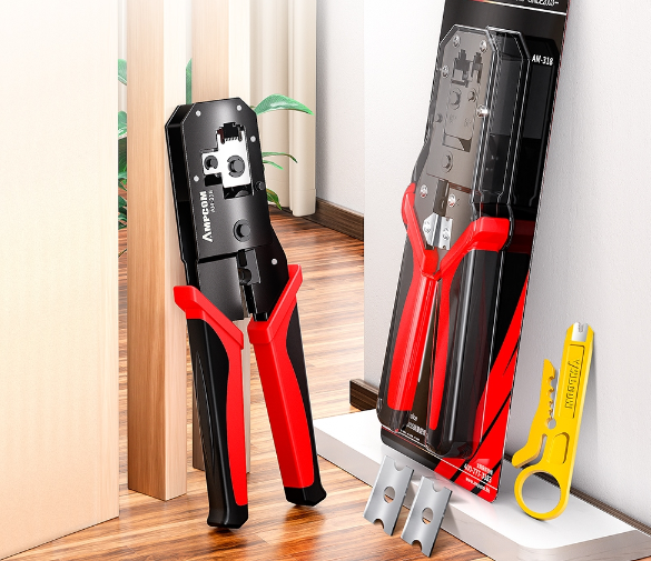 AMPCOM RJ45 Crimping Tool Ethernet Network Lan Cable Crimper Cutter Stripper Plier Modular 8P RJ45 And 6P RJ12 RJ11