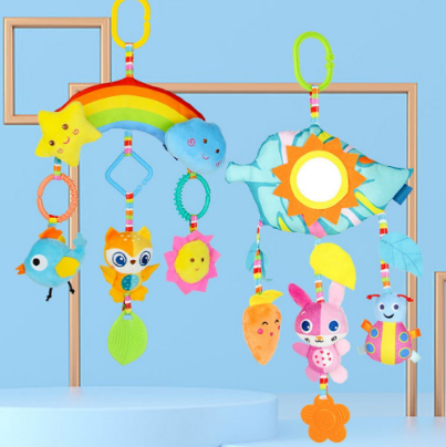 Baby Animal Hanging Rattles Toy Appease Doll Bed Hanging Soothing Toy