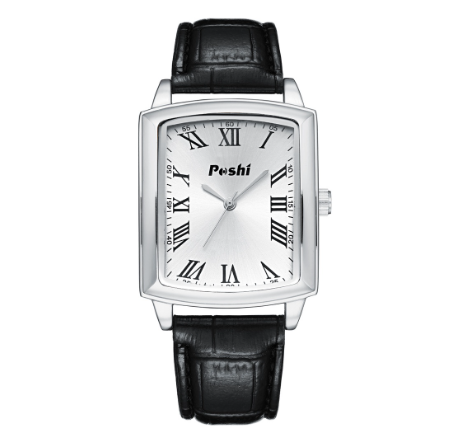 POSHI Vintage Classic Watches Men Original Casual Waterproof Roman Numerals Leather Watch for Men Fashion Quartz Mens Watch SILVER