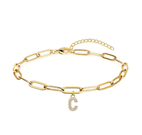 Fashion 26 Letters Alphabet Initials Crystal Bracelet Adjustable Bangle Women Men Jewelry Gift Wholesale C