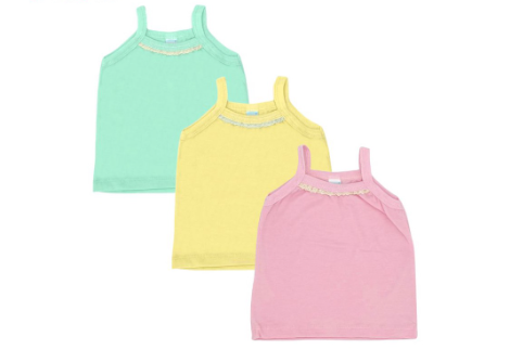 San-ai Infant Newborn Baby Colored Strap Sando with Cream Lace 3 in 1