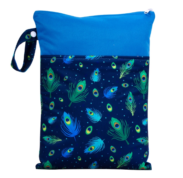 25x35cm Wet Dry Bags Double Pocket Zipper Wet Bag For Baby Cloth Diapers Washable Travel Bags Clothes with Two Zip Bag 0016