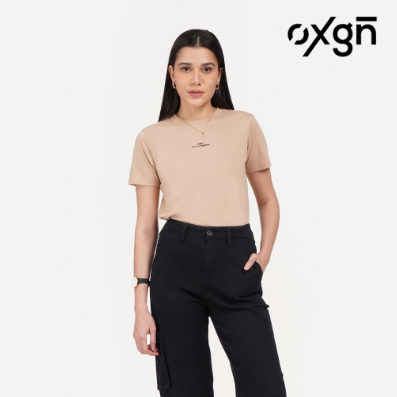 OXGN Sorry Not My Problem Graphic Print T-Shirt For Women (Khaki)