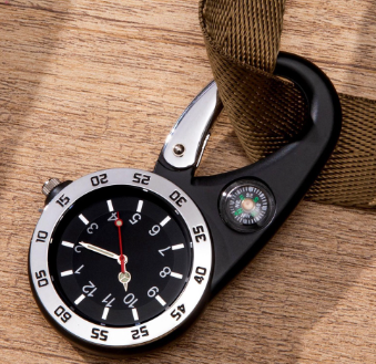 Carabiner Watch Small Clip Watch With Compass And Numbers Backpack Keychain Watch Waterproof Pocket Watch For kouph