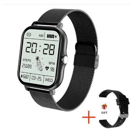 FILIEKEU Smart Watch Men Women Waterproof Sports Fitness Bluetooth Call Couple For Android And Ios BLACK MESH BELT