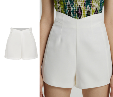 Lovito Women Elegant Plain Structure Line Shorts L65ED067 White