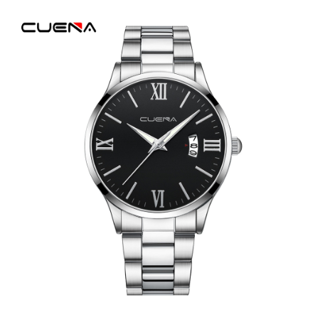 CUENA Original Brand New Men's Watch Simple Luxury Automatic Calendar Fashion Business Sports Stainless Steel Wristband Waterproof Watch 005