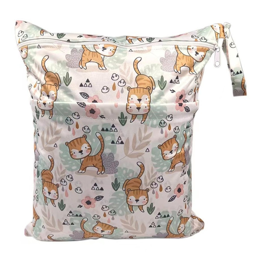 30x37cm Cloth Diaper Wet Dry Bags Double Zipper Mixed Color Printed Portable Waterproof Dag Storage Bag Swimwear Bag C18