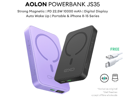 Aolon JS35 Magnetic Power Bank Wireless Power Bank Portable With LED 5000mAh Original For iPhone IOS