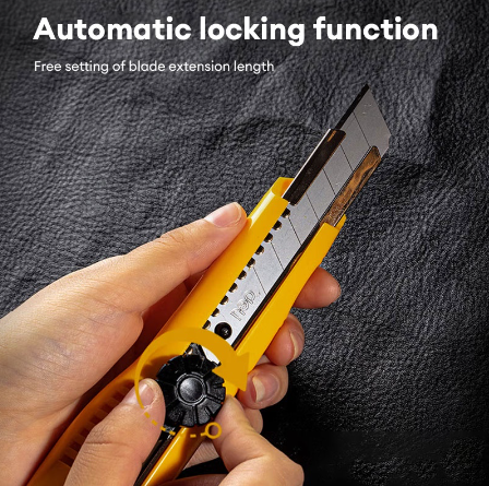 Deli Utility Knife Paper Knife Tool Heavy Duty Cutter Cutting Knife With Auto-Lock Button