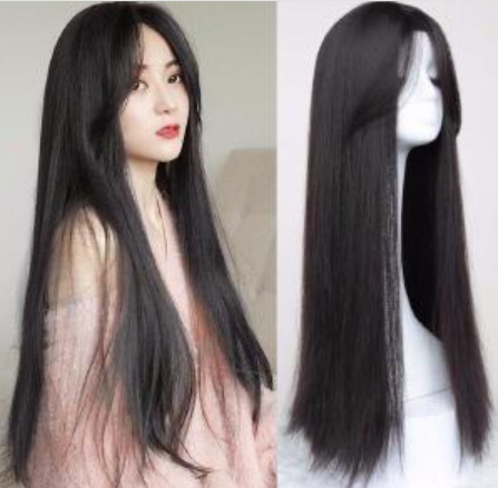 Fashion Long Straight Wigs For Women Eight-Character Bangs Fluffy Natural Full Head Cover Hair Wig