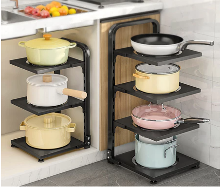 Nipiin Kitchen rack Kitchen Pan Organizer 2-5 layer Pot Rack Adjustable Countertop stainless steel R