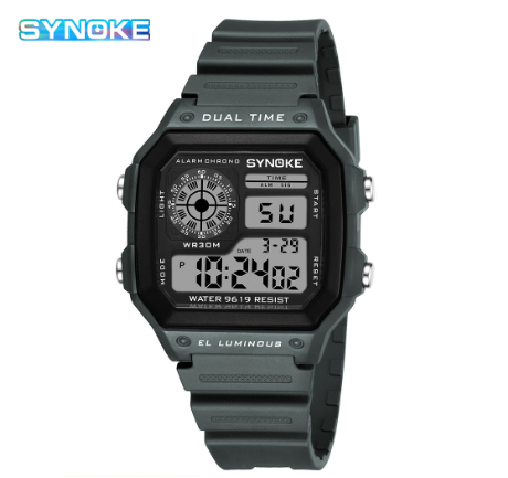 SYNOKE Men's Watch Sports LED Display Watch Luxury Digital Waterproof Watch GRAY