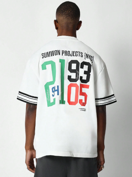 SUMWON Oversized Fit Summer Weight Tee With Multi Number Graphic Print