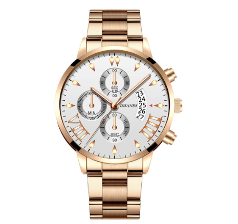 Luxury Men Stainless Steel Quartz Watch Business Casual Calendar Wrist Watch 06