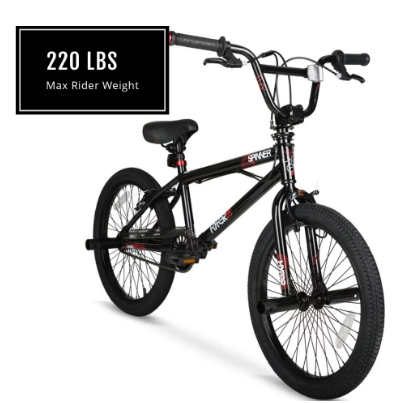 Hyper Bicycle 20 In. Boys Spinner BMX Bike, Kids, Black Perfect for Experimenting with Tricks