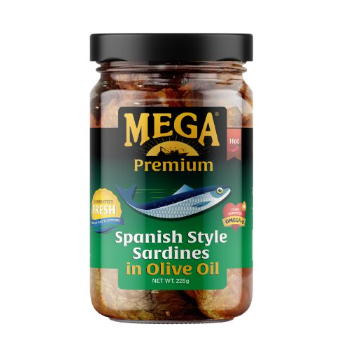 Mega Sardines Bottled in Olive Oil 225g