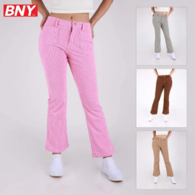 BNY Ladies Corduroy Flared Pants With Two Front Pockets 359