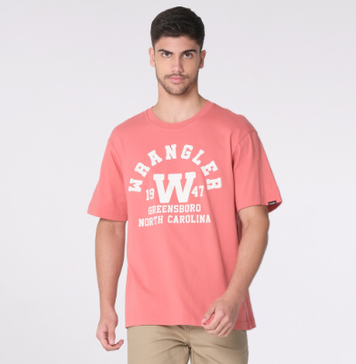 Wrangler Men's Graphic Logo T-Shirt in Faded Rose Color