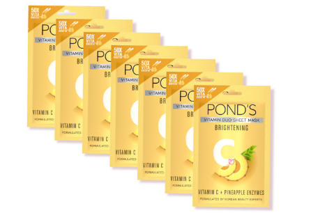 Pond's Vitamin Duo Sheet Mask Brightening Pineapple and Vitamin C 20g (Bundle of 7)