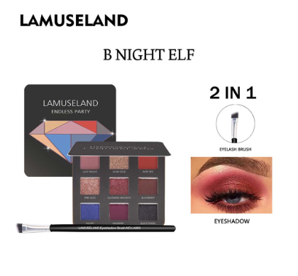 Lamuseland 9 Colors Glitter Diamond Eyeshadow Palette Matte With Brush Las303