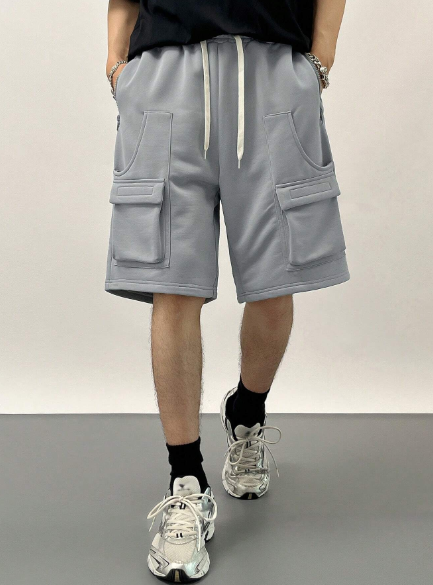 DAZY Men's Summer Drawstring Waist Solid Color Cargo Shorts