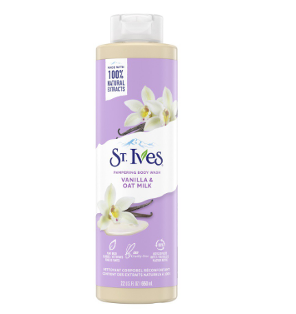 St. Ives Vanilla & Oat Milk Pampering Body Wash Made with 100% Natural Exfoliants 22oz
