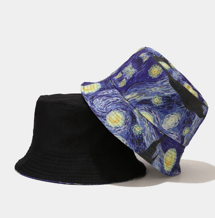 Van Gogh Fisherman Hat Double Sided Bucket Hat Outdoor Casual Fisherman Hat
