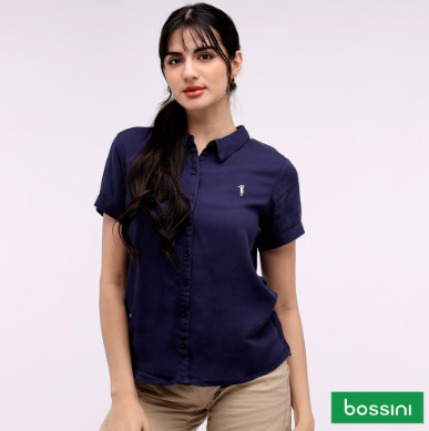 Bossini Ladies Bold Twill Rayon Short Sleeve Blouse OST04-0122
