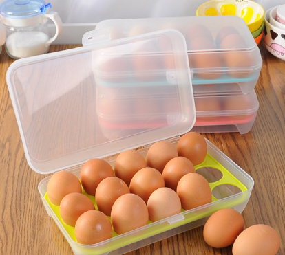 15 Grids Portable Egg Storage Box  Egg Tray Container Double