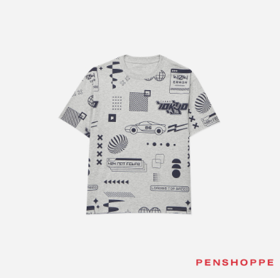 Penshoppe Modern Fit T-Shirt With All Over Print For Men (Heather Gray)