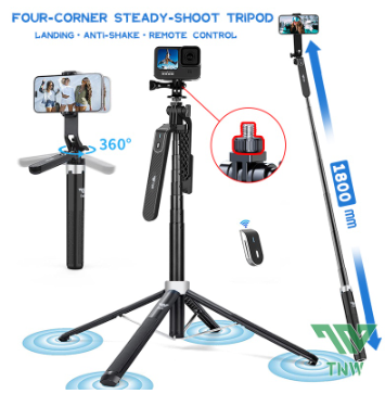 TNW P180 Selfie Stick Bluetooth remote control Tripod Super Long 180cm Selfie Stick With Fill Light