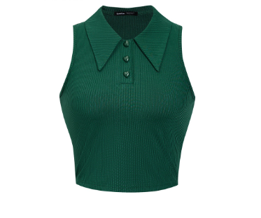 Lovito Women Boho Plain Button Tank Top L74ED088