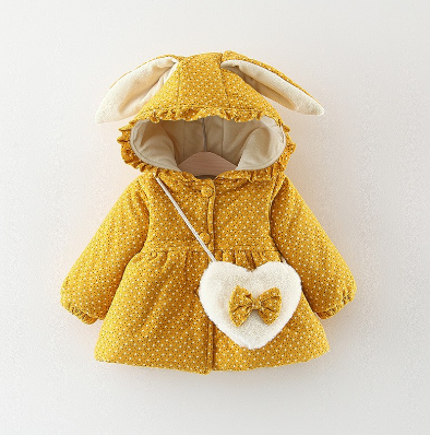 Warm And Comfortable Thick Cotton Long Sleeve Hooded Coat For Winter 9 Months-3 Years