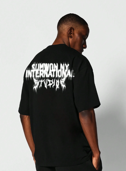 SUMWON Tee With New York Letter Graphic Print
