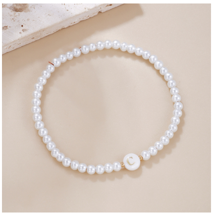 26 Letter Pearl Bracelet for Women Men Fashion Handmade Elastic Friendship Wristband Gift Jewelry C