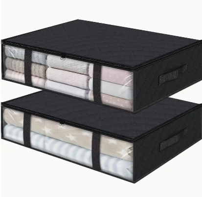 2pcs Under Bed Storage Bags, Clothes Storage And Organizer, Under Bed Storage Containers With Durable Handles, Large Capacity Storage Bins, Foldable Clothes Quilt Bedding And Toys Storage Organizers, 