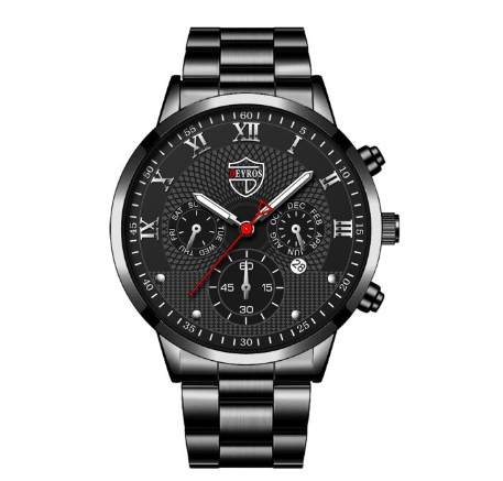 Men's Watch Sale Men's Waterproof Business Quartz Wristwatch Relo Ng Kalalakihan STEEL BLACK SILVER